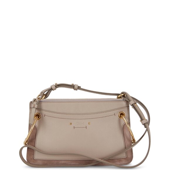 Chloe Roy Bag Small | Motty Grey Color | Crossbody Design & Gold Rings - Picture 1 of 8